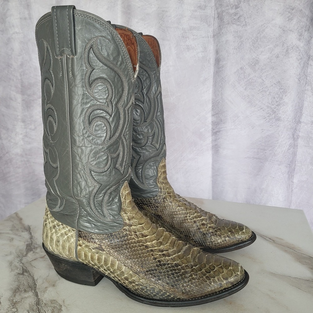 Nocona USA Natural Python Boots Gray Men's Size 9 D